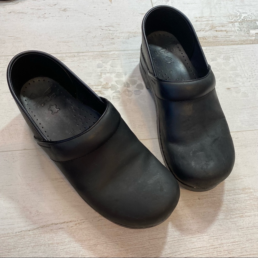 Dansko Black Leather Clogs Size 42